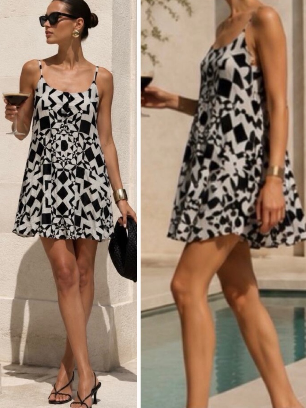 Alice + Olivia Kaleidoscope Silk Cami Swing Dress